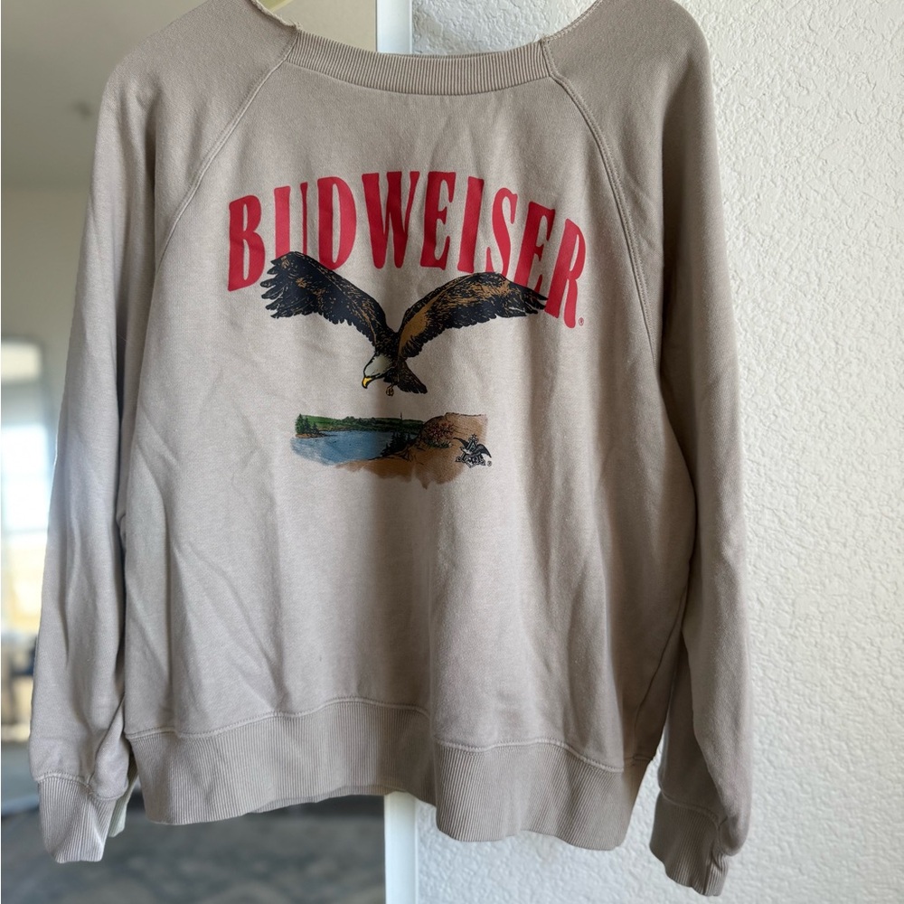 Budweiser Beige Crewneck with Red Lettering